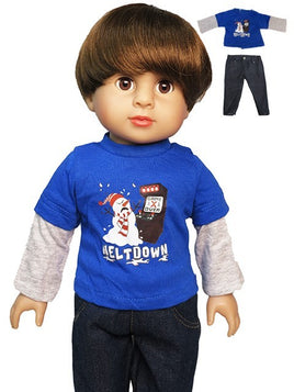Snowman Meltdown Pant Set Fits 18" American Boy Girl Doll Clothing0