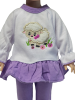 Purple Little Lamb Pant Set Fits 14.5" Wellie Wisher American Girl Doll Clothing1