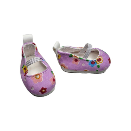Purple Floral Print Shoes Fits 14.5" Wellie Wisher American Girl Doll Shoes3