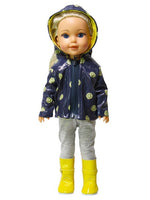 Yellow Daisy Raincoat Outfit Fits 14.5" Wellie Wisher American Girl Doll Clothes1