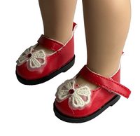 Red Bow Dress Shoes Fits 14.5" Wellie Wisher American Girl Doll Shoes1