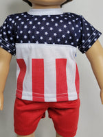 American Flag Shorts Set Fits 18" American Boy Girl Doll Clothing1