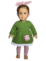 Floral Owl Pant Set Headband Fits 18" American Girl Doll Clothing0