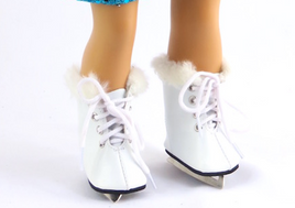 White Ice Skates Fits 18" American Girl Doll Clothing Shoes0
