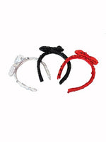 Sequin Bow Headband 3 Pack Black Red Silver Fits 18" American Girl Doll Clothing0