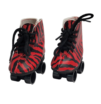 Red Zebra Print Roller Skates Fits 18" American Girl Doll Clothing Shoes1