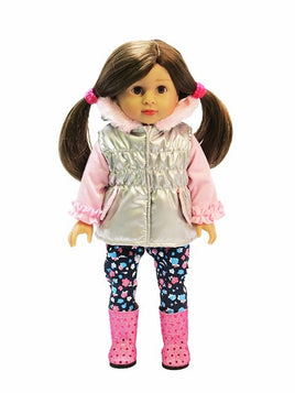 Silver and Pink Puffer Vest Pant Outfit Fits 18" American Girl Doll Clothing0