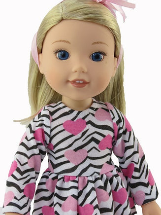 Zebra Heart Nightgown Fits 14.5" Wellie Wisher American Girl Doll Clothes1
