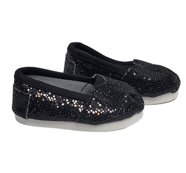 Black Glitter Slip On Shoes Fits 18" American Girl Doll Clothing Shoes0
