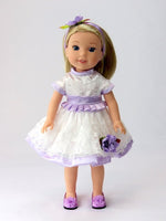 White and Purple Lace Dress Fits 14.5" Wellie Wisher American Girl Doll Clothing2