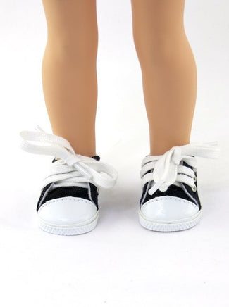 Black Canvas Sneakers Fits 14.5" Wellie Wisher American Girl Doll Shoes0