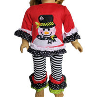 Polka Dots & Stripes Snowman Pant Set Fits 18" American Girl Doll Clothes1