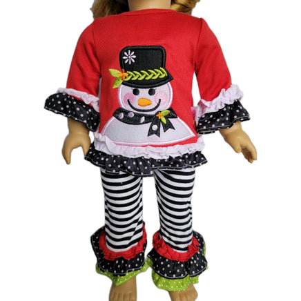 Polka Dots & Stripes Snowman Pant Set Fits 18" American Girl Doll Clothes1