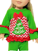 Christmas Tree Pant Set Hat Fits 14.5" Wellie Wisher American Girl Doll Clothing2