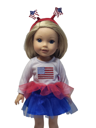American Flag Tutu Dress Fits 14.5" Wellie Wisher American Girl Doll Clothing0