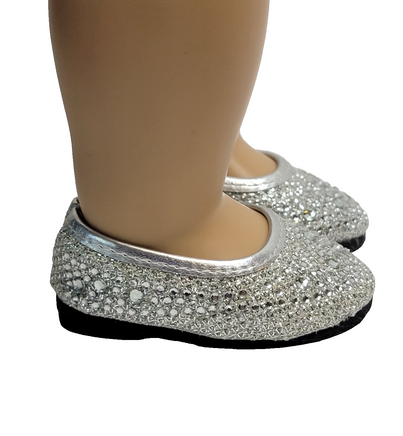 Silver Rhinestone Flats Fits 18" American Girl Doll Clothing Shoes1