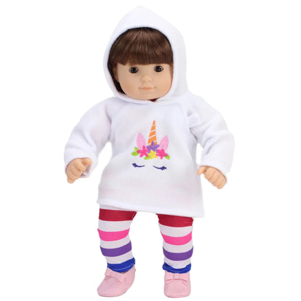Unicorn Hoodie & Striped Leggings Fits 15" Bitty Baby American Girl Doll Clothes3