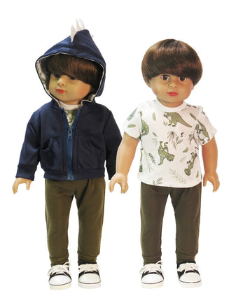 Dinosaur T-Rex Hoodie 3pc Pant Set Fits 18" American Boy Girl Doll Clothing0