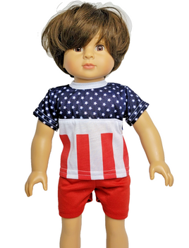 American Flag Shorts Set Fits 18" American Boy Girl Doll Clothing0