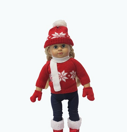 Red And White Sweater Pant Set Hat Mittens Fits 18" American Girl Doll Clothing0