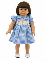Blue And White Checkered Dress Fits 18" American Girl Doll Clothing2