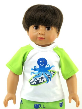 Surfing Octopus Rash Guard Swim Set Fits 18" American Boy Girl Doll Clothing1