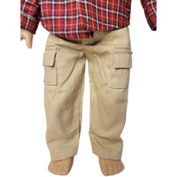 Red Plaid Shirt Cargo Pants Set Fits 18" American Boy Girl Doll Clothes2