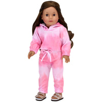 Pink Tie Dye Crop Hoodie & Sweatpants Fits 18" American Girl Doll Clothing0