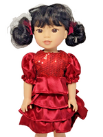 Red Sequin Ruffle Dress Fits 14.5" Wellie Wisher American Girl Doll Clothing0