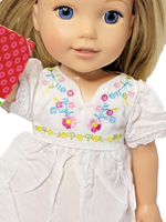 Flower Embroidered Dress Fits 14.5" Wellie Wisher American Girl Doll Clothing1