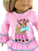 Pink Reindeer Pant Set Fits 18" American Girl Doll Clothing1