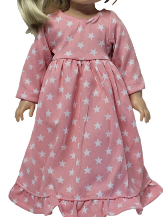 Pink Star Nightgown Fits 14.5" Wellie Wisher American Girl Doll Clothing1