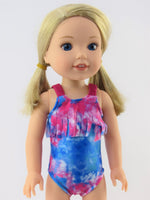 Tie Dye Fringe Swimsuit Fits 14.5" Wellie Wisher American Girl Doll Clothing0
