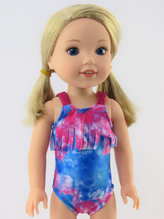 Tie Dye Fringe Swimsuit Fits 14.5" Wellie Wisher American Girl Doll Clothing0