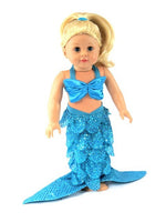 Teal Sequin Mermaid Costume Fits 18" American Girl Doll Clothing0