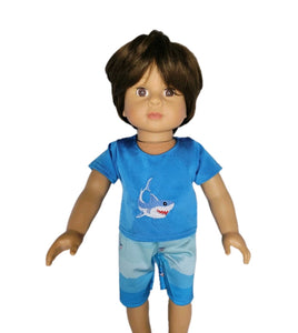 Shark Swim Shorts Set Fits 18" American Boy Girl Doll Clothes0