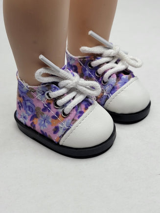 Purple Floral Shoes Fits 14.5" Wellie Wisher American Girl Doll Shoes0