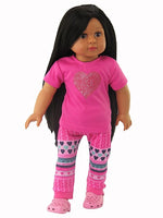 Pink Glitter Heart Pant Set Fits 18" American Girl Doll Clothing0