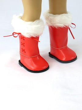 Red Snow Boots With White Fur Fits 18" American Girl Doll Clothing Shoes0