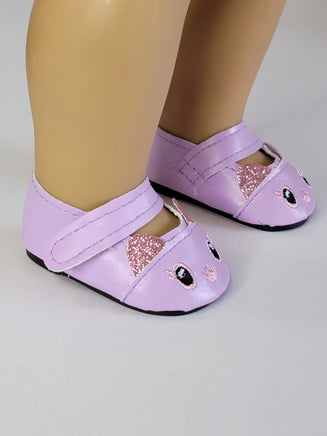 Purple Kitty Cat Dress Shoes Fits 18" American Girl Doll Clothes Shoes1