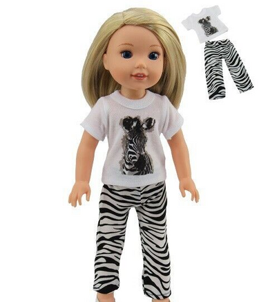 Zebra Stripe Pant Set Fits 14.5" Wellie Wisher American Girl Doll Clothing0