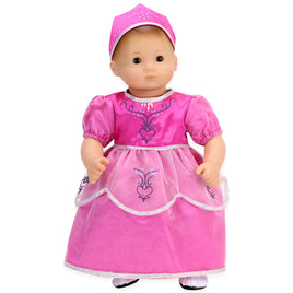 Embroidered Princess Dress & Crown Fits 15" Bitty Baby American Girl Doll Dress0