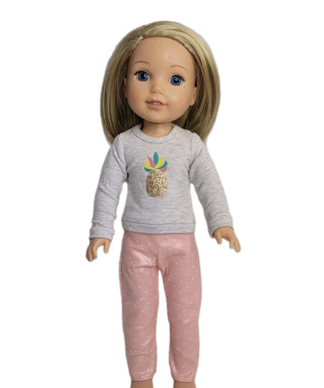 Pink Polka Dot Pant Set Fits 14.5" Wellie Wisher American Girl Doll Clothes0