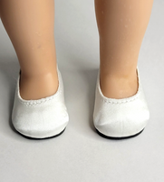 White Satin Flat Dress Shoes Fits 14.5" Wellie Wisher American Girl Doll Shoes1