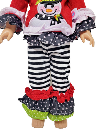 Snowman Ruffle Pant Set Fits 14.5" Wellie Wisher American Girl Doll Clothing2