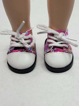 Magenta Floral Print Shoes Fits 14.5" Wellie Wisher American Girl Doll Shoes1