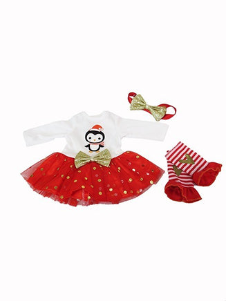 Red And Gold Penguin Christmas Dress Headband Fits 18" American Girl Doll1