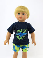 Shark Snack Time Rash Guard Swim Set Fits 18" American Boy Girl Doll Clothing1