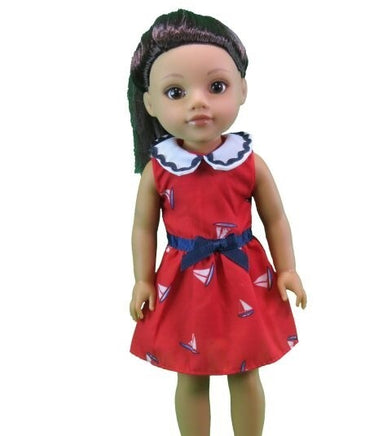 Nautical Sailboat Dress Fits 14.5" Wellie Wisher American Girl Doll Clothing0