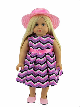 Chevron Pattern Dress And Hat Fits 18" American Girl Doll Clothing0